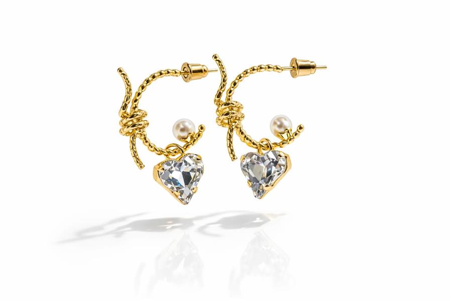 Grace Gold Renkli Ucu Kalp Formunda Yarım Halka Küpe